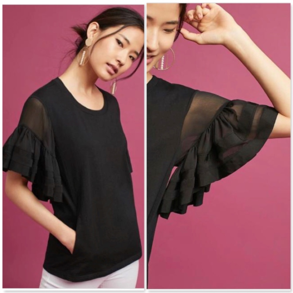 Anthro Vanessa Virginia Ruffled Sorrento Top